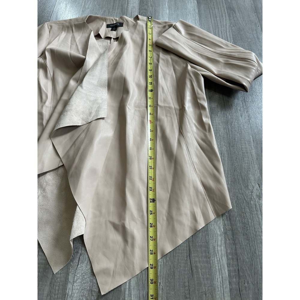 Halogen Womens Blush Beige Faux Leather Draped Open Front Waterfall Jacket 1X - Picture 8 of 12